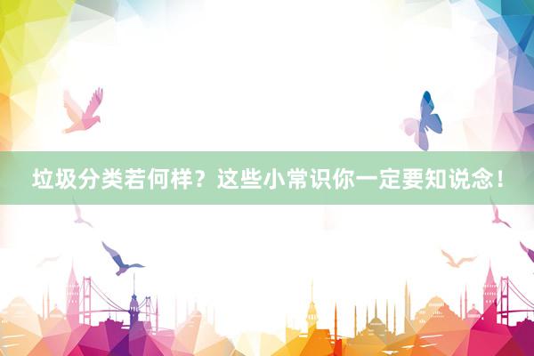 垃圾分类若何样？这些小常识你一定要知说念！