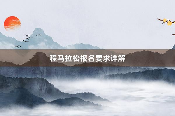 程马拉松报名要求详解